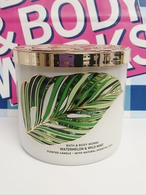 Bath and Body Works Watermelon & Wild Mint 3 Wick Candle